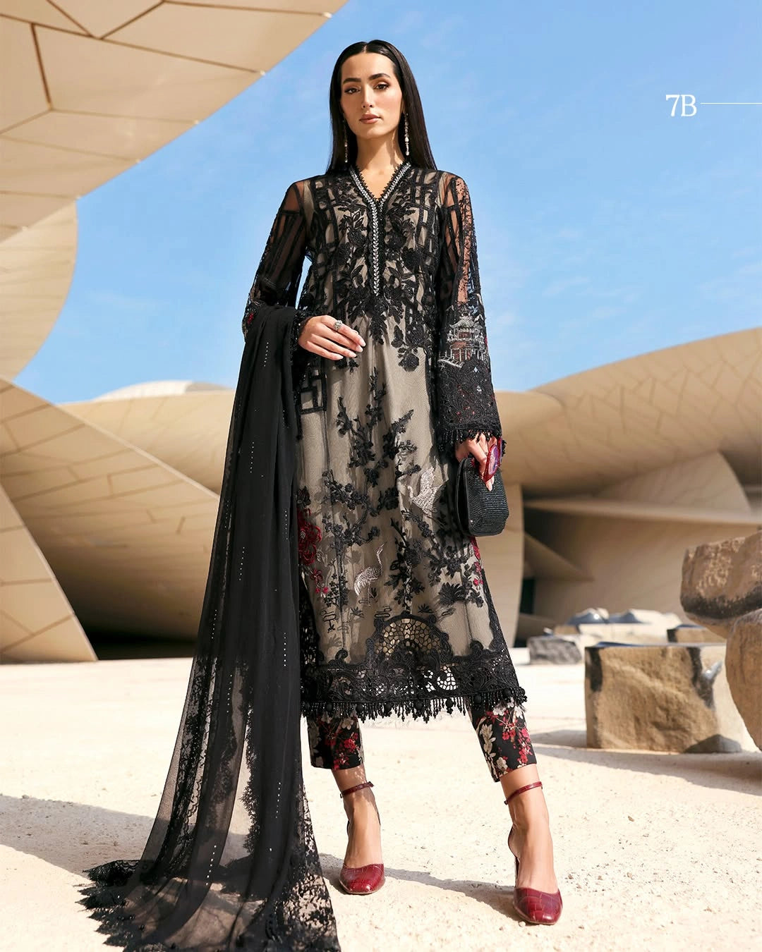MARIA B LUXURY 3 Piece Embroidered Lawn Suit (Unstitched)