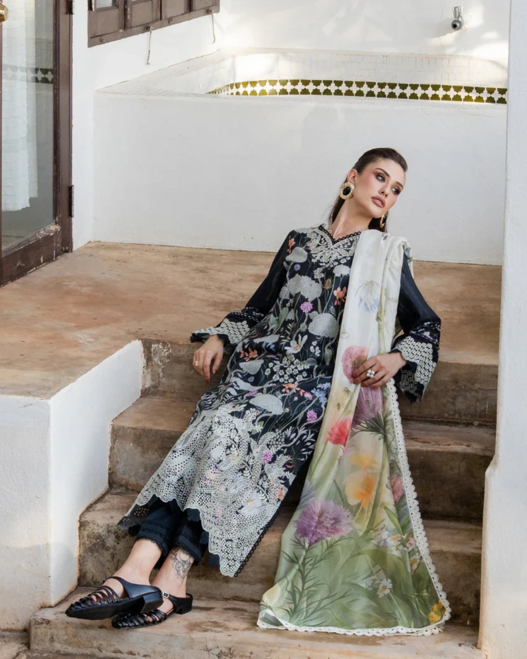 Aabyaan Shezlin Chikankari Lawn 2026 – Embroidered 3 Piece Suit (Unstitched) AZ-02