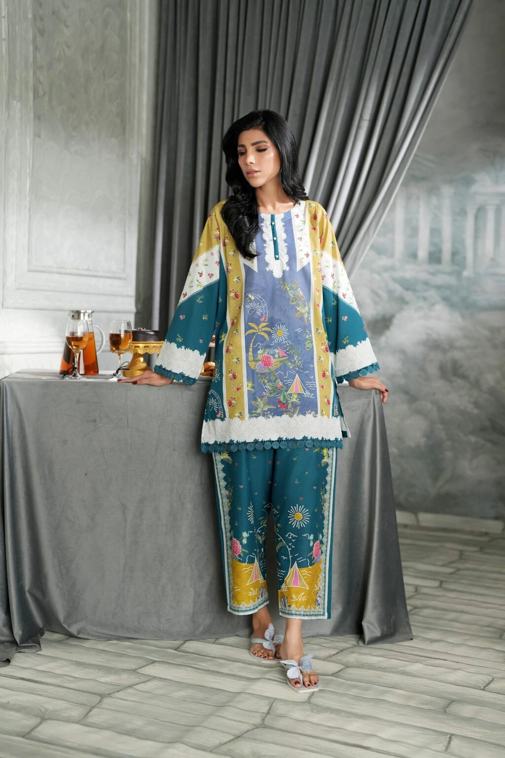 REGALIA Lawn RTW Printed Co-Ord Set – 2 Piece | CB1-9