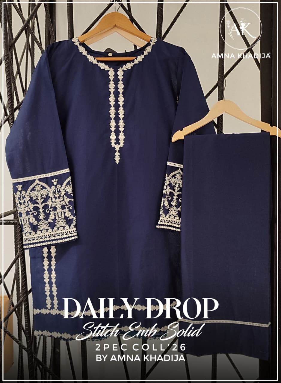 Daily Drop Embroidered Lawn 2 Piece Suit by Amna Khadija (Stitched)