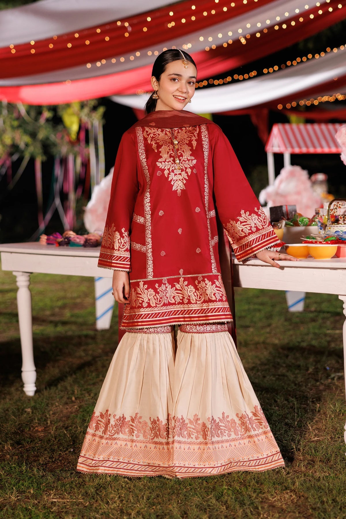 Garnet Embroidered Lawn Stitched 3 Piece Suit (Glimmer Glow) | Summer Collection 2026