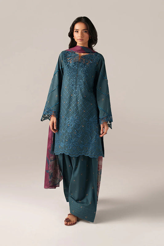 Iznik spring summer Teal Blue Embroidered Lawn 3 Piece stitched Suit (SS-10)