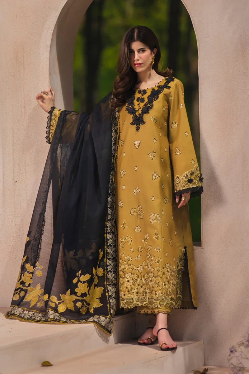 Rang Rasiya- Embroidered Lawn 3PC Unstitched Suit with Net Dupatta (Mahi)
