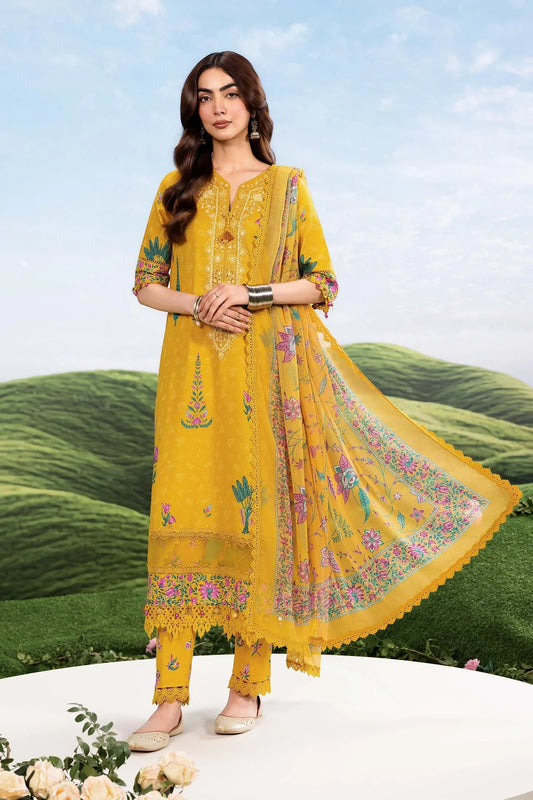 MariaB MBasics-Embroidered Lawn 3 Piece Unstitched Suit with Chiffon Dupatta (D3A)