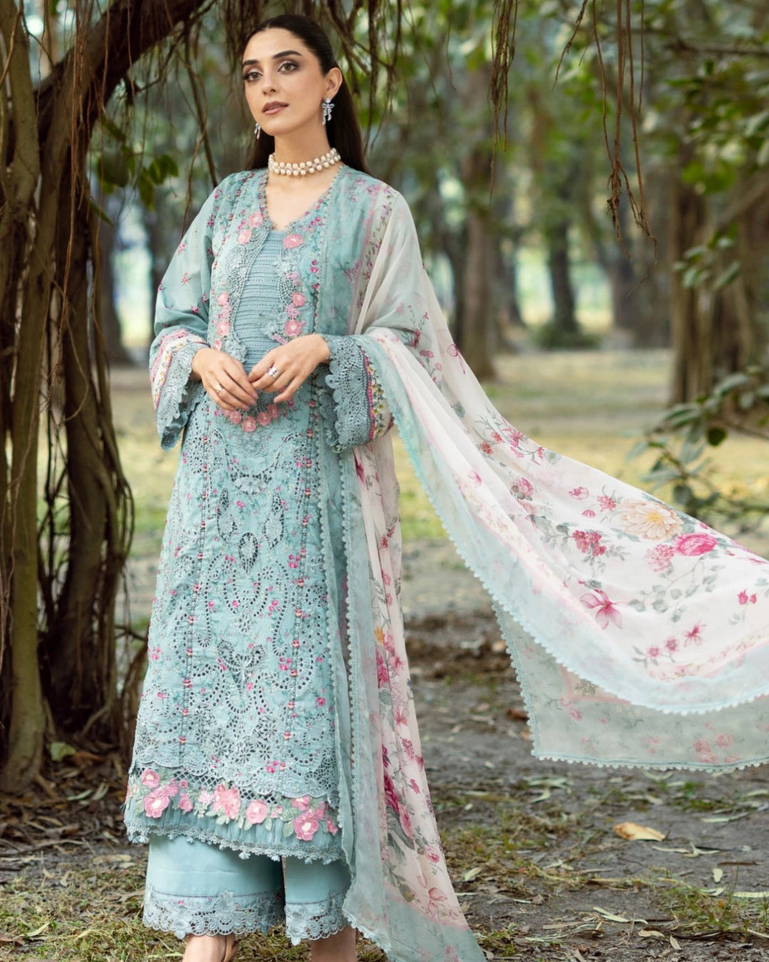 ELAF PREMIUM - Chikankari - Prints Collection with Chiffon (unstitched)