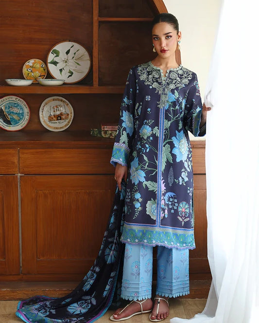 Roheenaz Éclat | Orchid Meadow | Unstitched 3 Piece Lawn Suit (Printed & Embroidered)