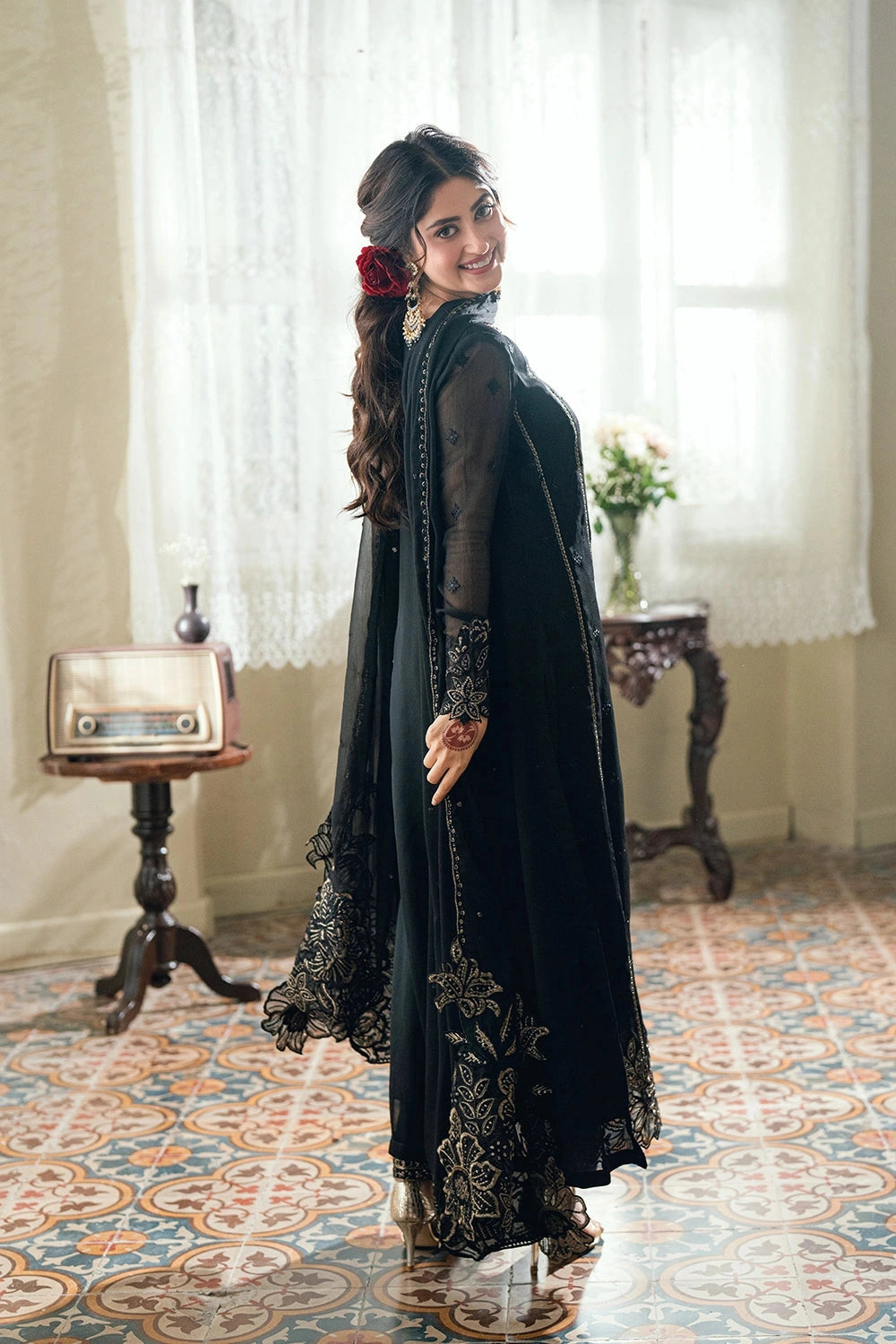 AZURE - EID ENSEMBLES unstitch chiffon 3 pc suite (Nightingale)