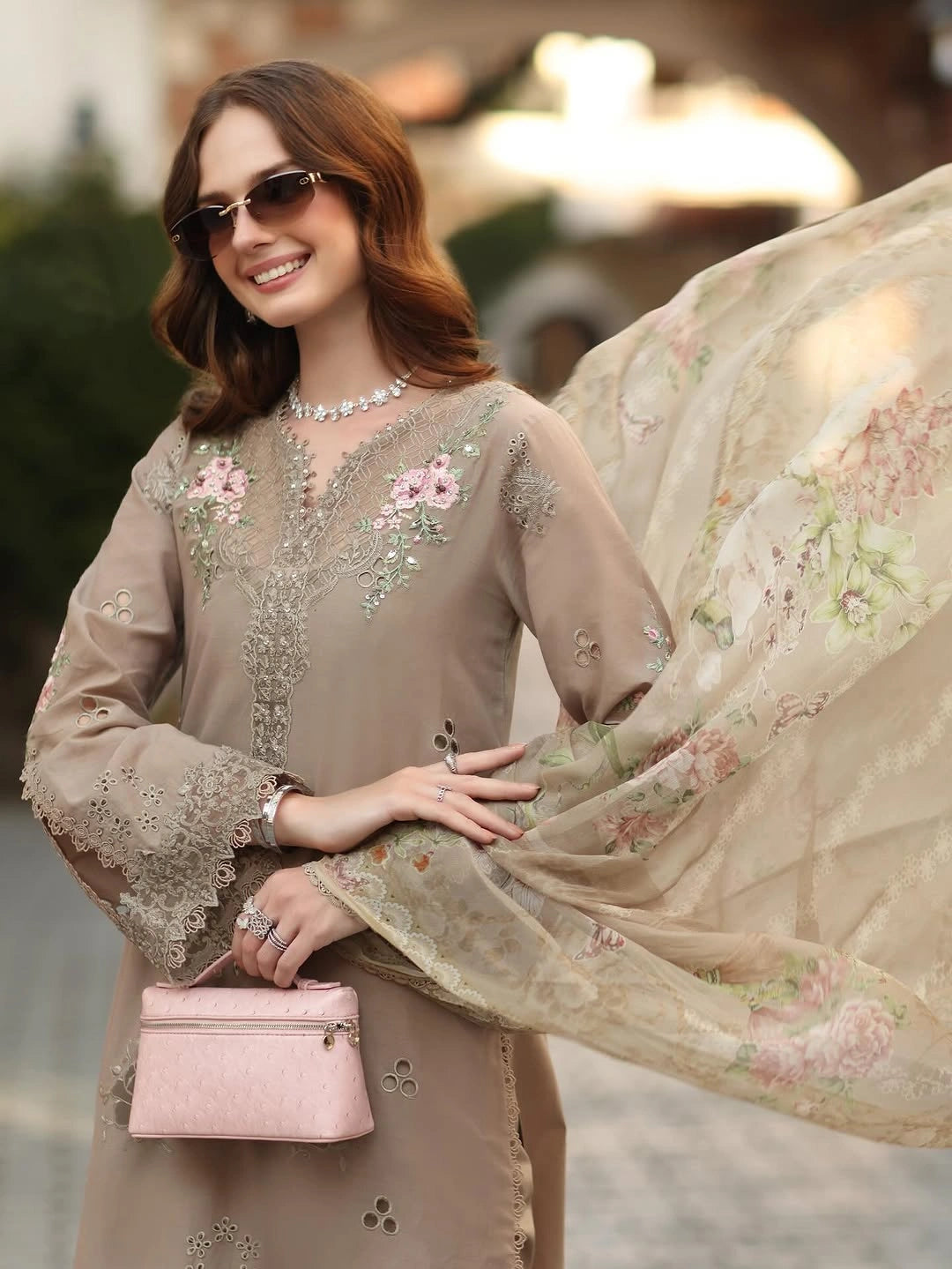 Noor Luxe Chikankari 3-Piece Unstitched Lawn Embroidered Suit (D3 - B)