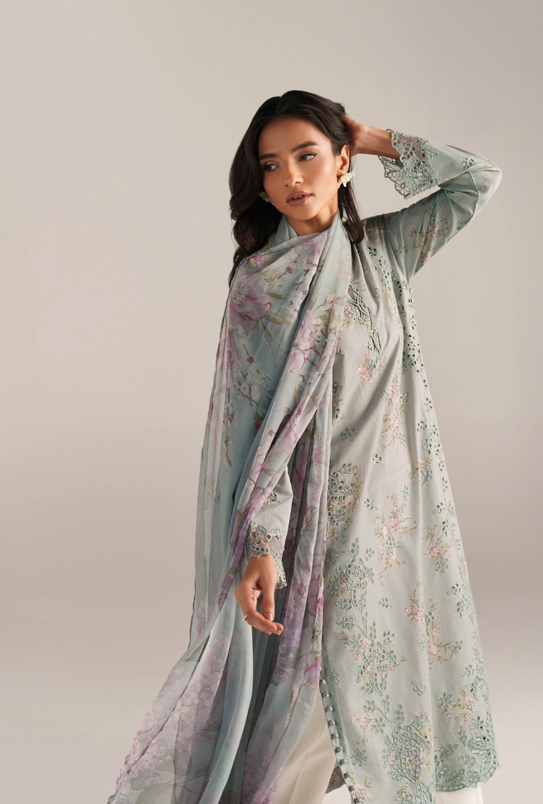 IZNIK Luxury Lawn Collection – SS-12 | Dusty Ice Blue 3-Piece Set