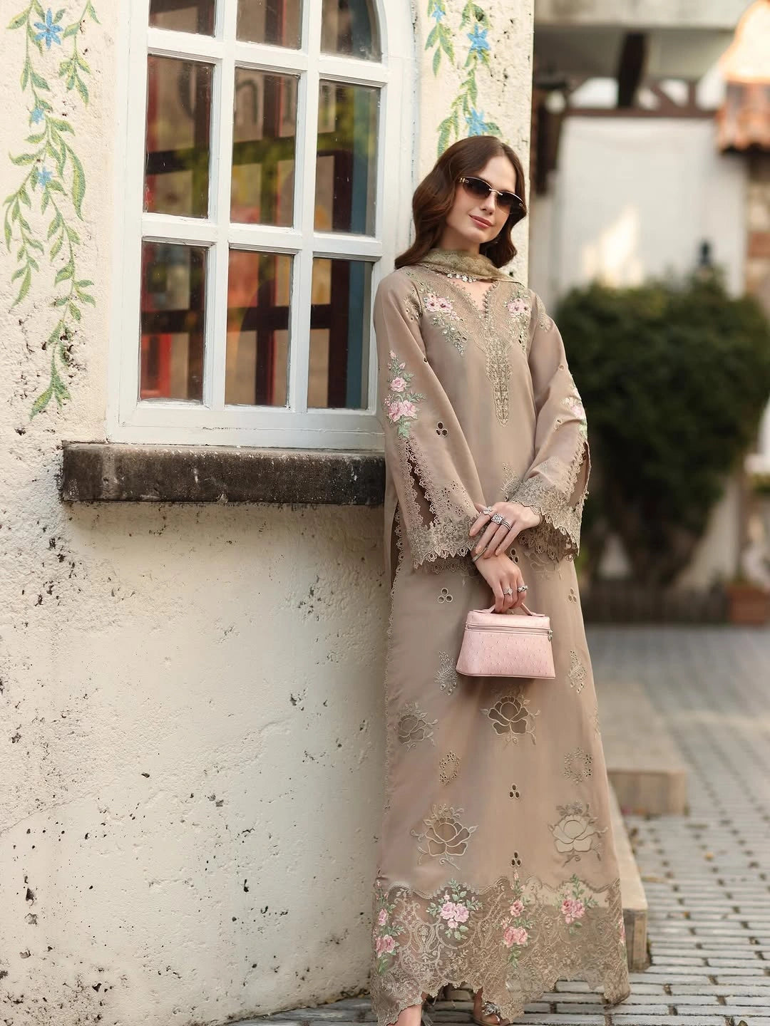 Noor Luxe Chikankari 3-Piece Unstitched Lawn Embroidered Suit (D3 - B)