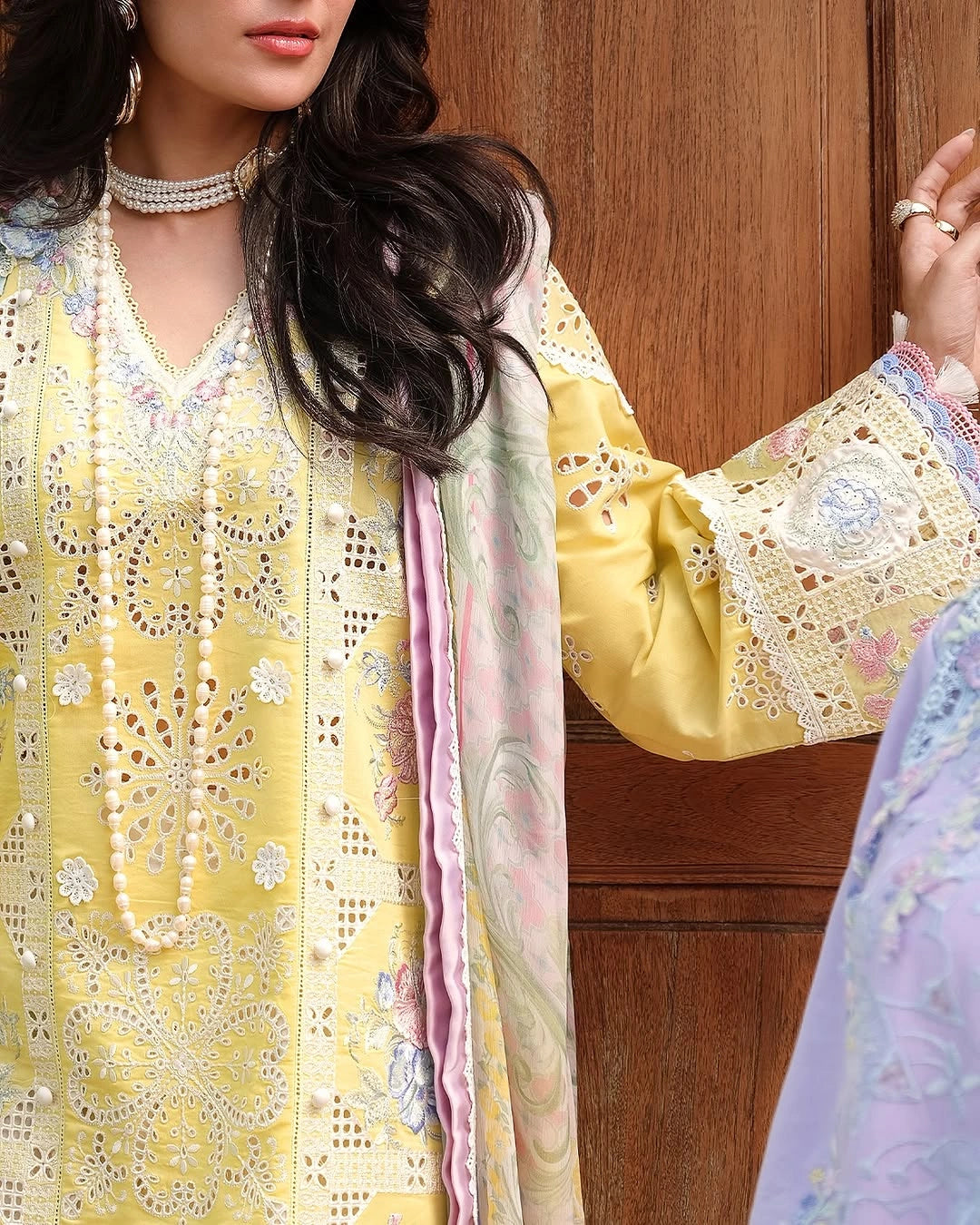 Mushq A Moi Luxury Lawn ’26 | Embroidered 3-Piece Unstitched Suit (TenderWhisper)