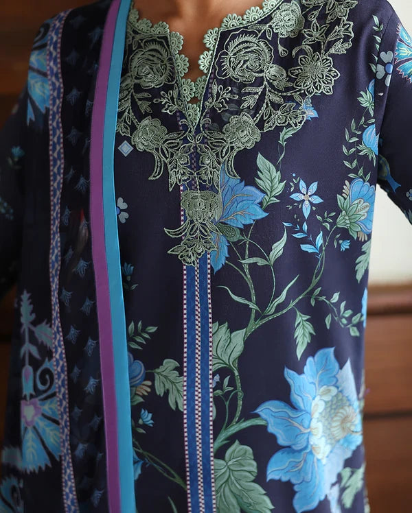 Roheenaz Éclat | Orchid Meadow | Unstitched 3 Piece Lawn Suit (Printed & Embroidered)
