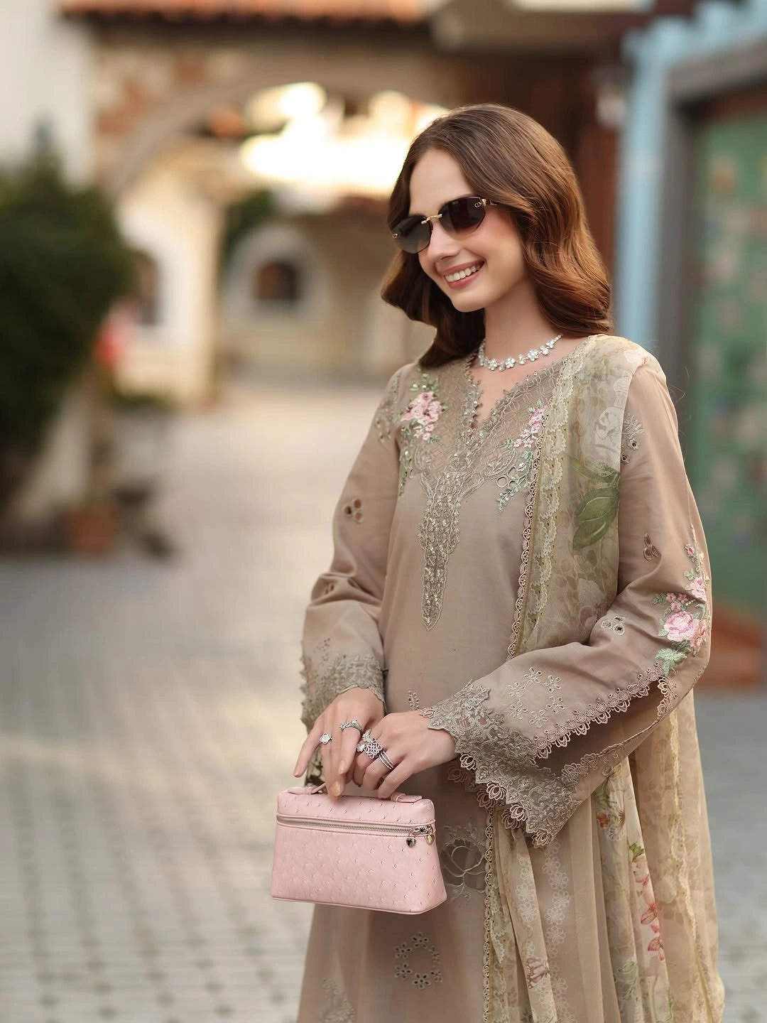 Noor Luxe Chikankari 3-Piece Unstitched Lawn Embroidered Suit (D3 - B)