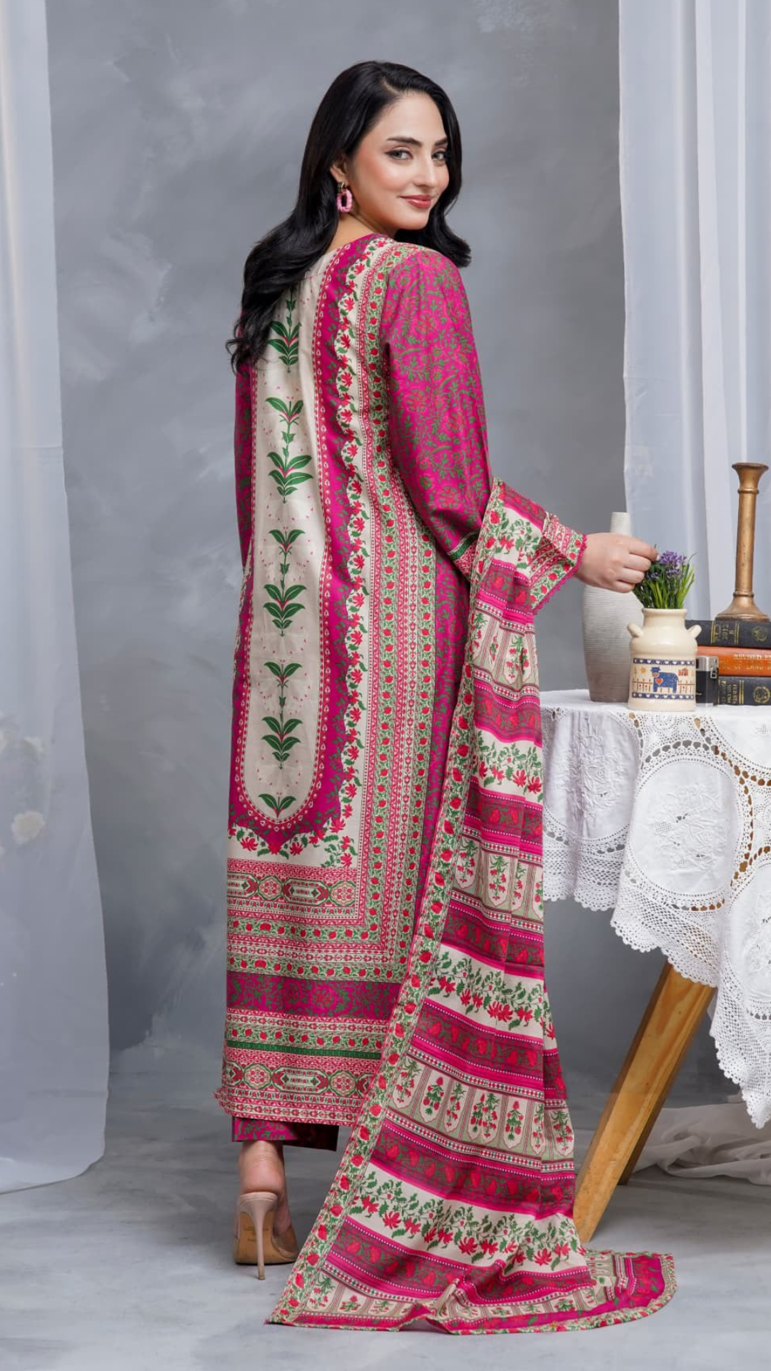 Hayat Summer Printed Kaftan Stitched 3 Piece Suit (03)