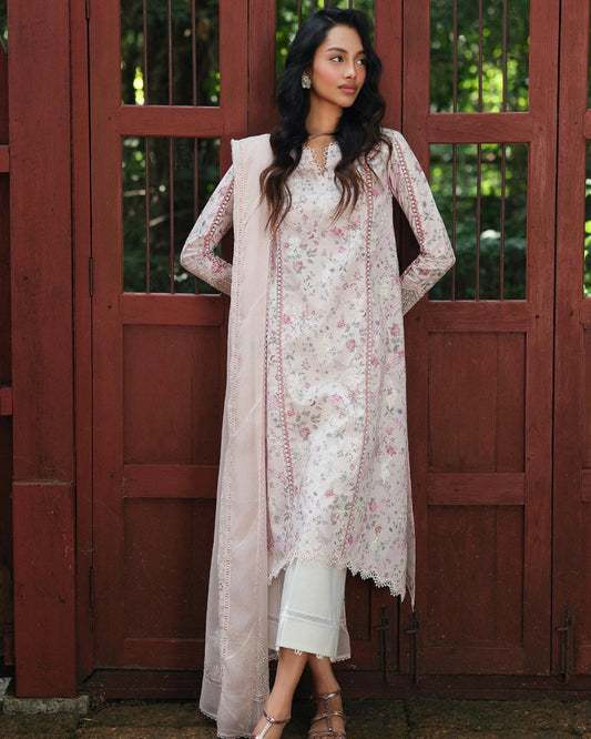 Qalamkar Qprints | Digital Printed Lawn Chikankari Embroidered Suit | AILSA