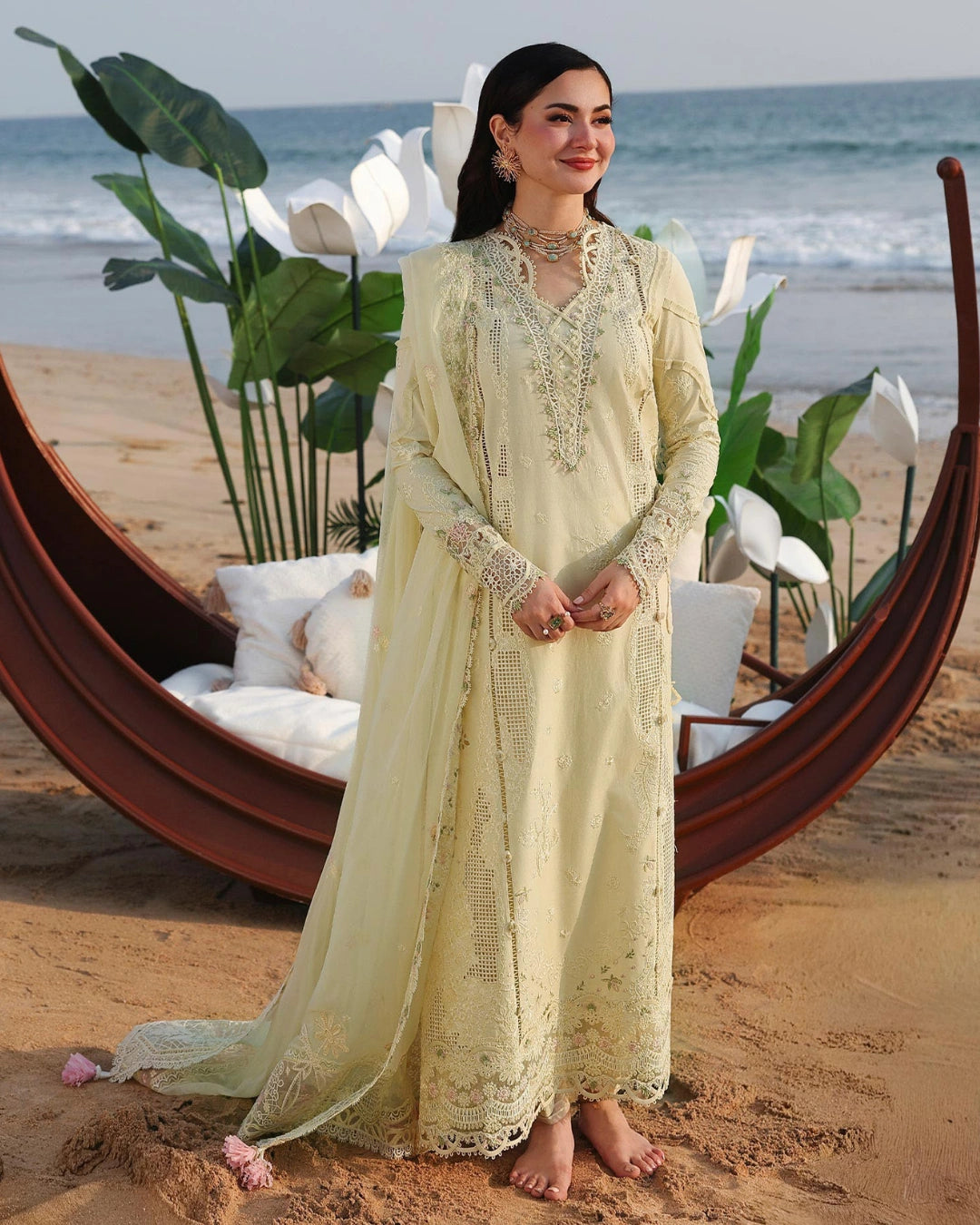 Qalamkar 3-Piece Chikankari Embroidered Luxury Lawn Suit (Unstitched) SA #03