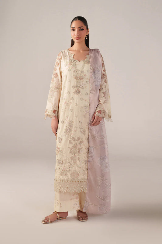 Iznik spring summerOff-White Embroidered Lawn 3 Piece stitched Suit (SS-06)