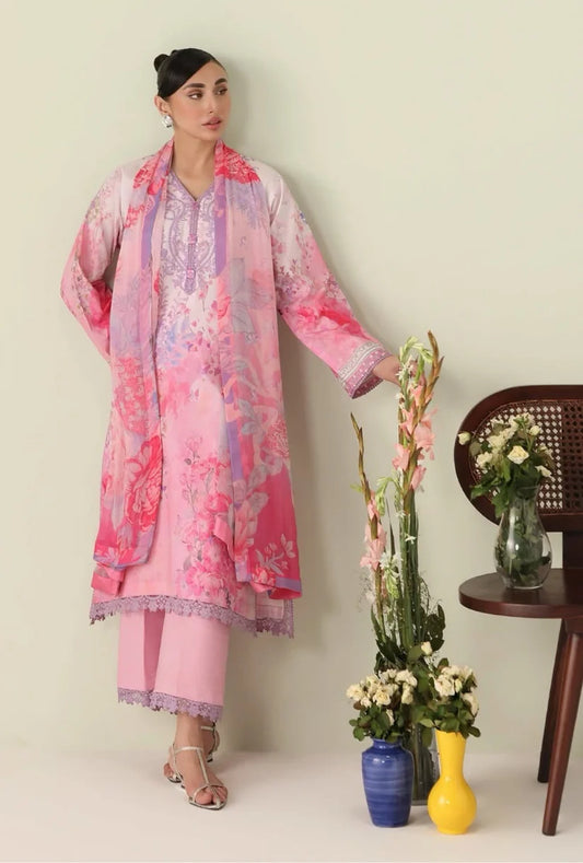 Roheenaz Rosette 3-Piece stitched Lawn Suit (Petal Whispers)