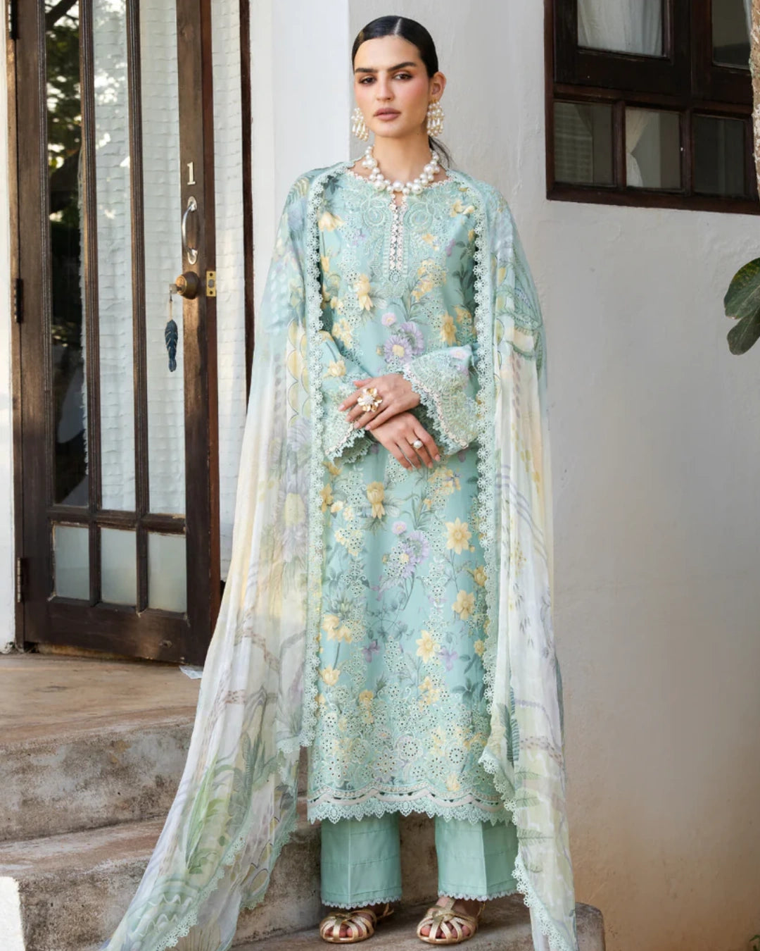 Aabyaan Shezlin Chikankari Lawn 2026 – Embroidered 3 Piece Suit (Unstitched) AZ-03