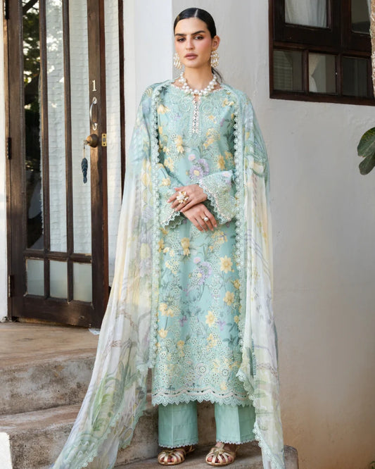 Aabyaan Shezlin Chikankari Lawn 2026 – Embroidered 3 Piece Suit (Unstitched) AZ-03