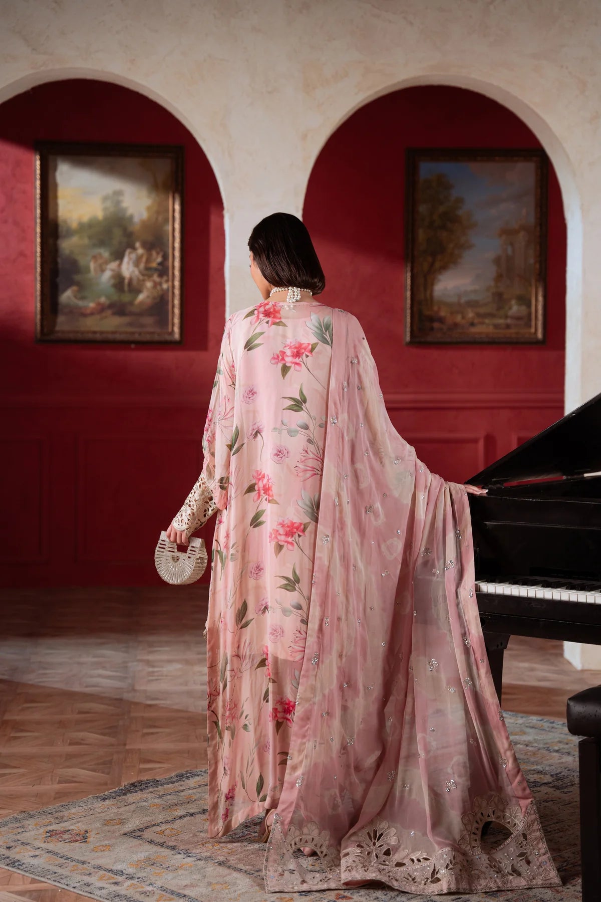 Amaya by Nureh Luxury embroidered chiffon 6 Piece Unstitched Suit (AM-38)