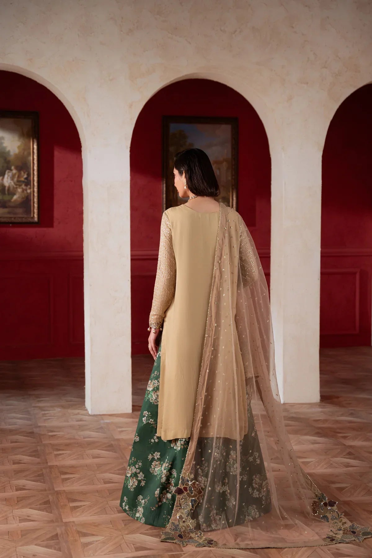Amaya by Nureh Luxury embroidered chiffon 6 Piece Unstitched Suit (AM-39)