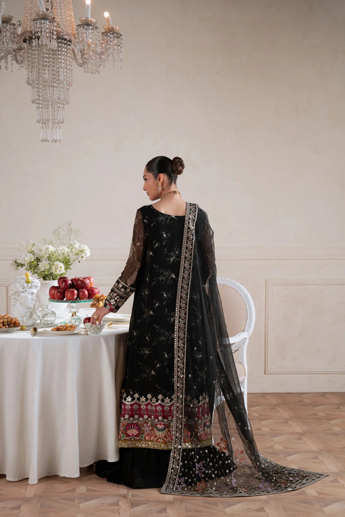 Amaya by Nureh Luxury embroidered chiffon 6 Piece Unstitched Suit (AM-42)