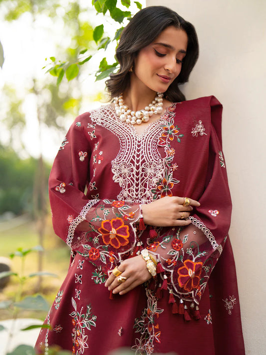 Inlays Mahnur By Angan  – Embroidered Lawn 3 Piece Unstitched Suit (AN-001)