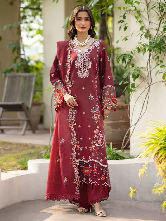 Inlays Mahnur By Angan  – Embroidered Lawn 3 Piece Unstitched Suit (AN-001)