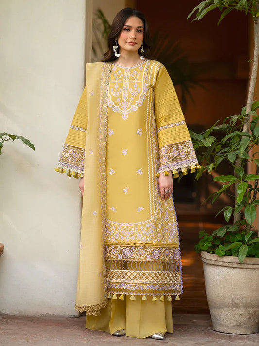 Inlays Mahnur By Angan – Embroidered Lawn 3 Piece Unstitched Suit (AN-003)