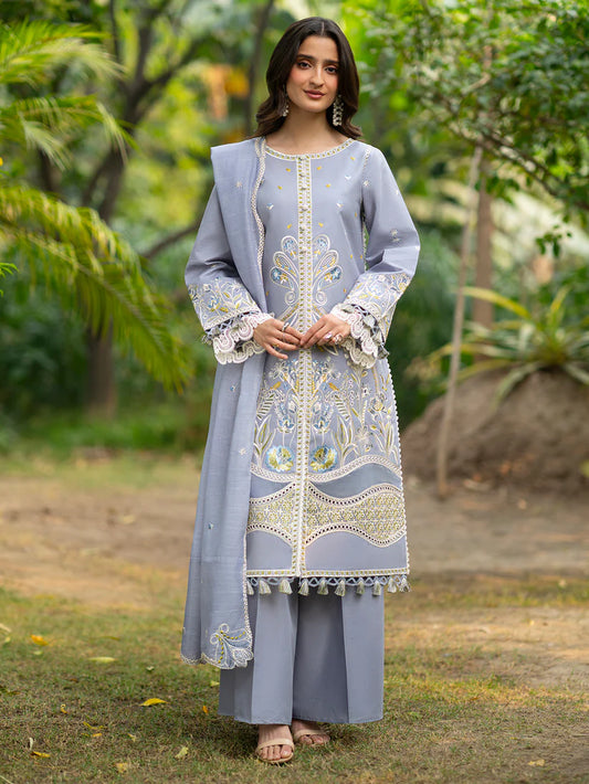 Inlays Mahnur By Angan – Embroidered Lawn 3 Piece Unstitched Suit (AN-006)