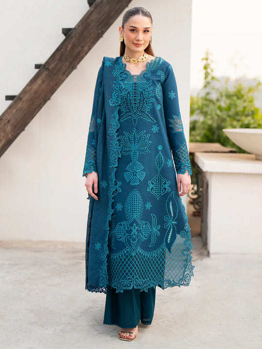 Inlays Mahnur By Angan – Embroidered Lawn 3 Piece Unstitched Suit (AN-014)