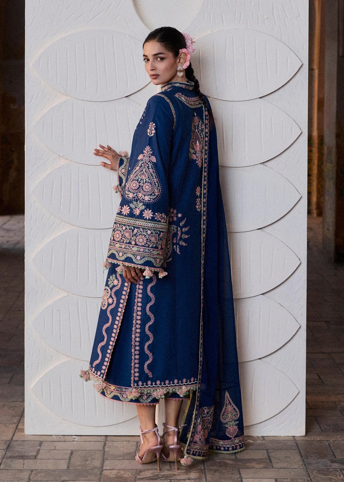 Hussain Rehar by Zun - Embroidered Lawn 3 Piece Unstitched Suit – Blue (Abi)