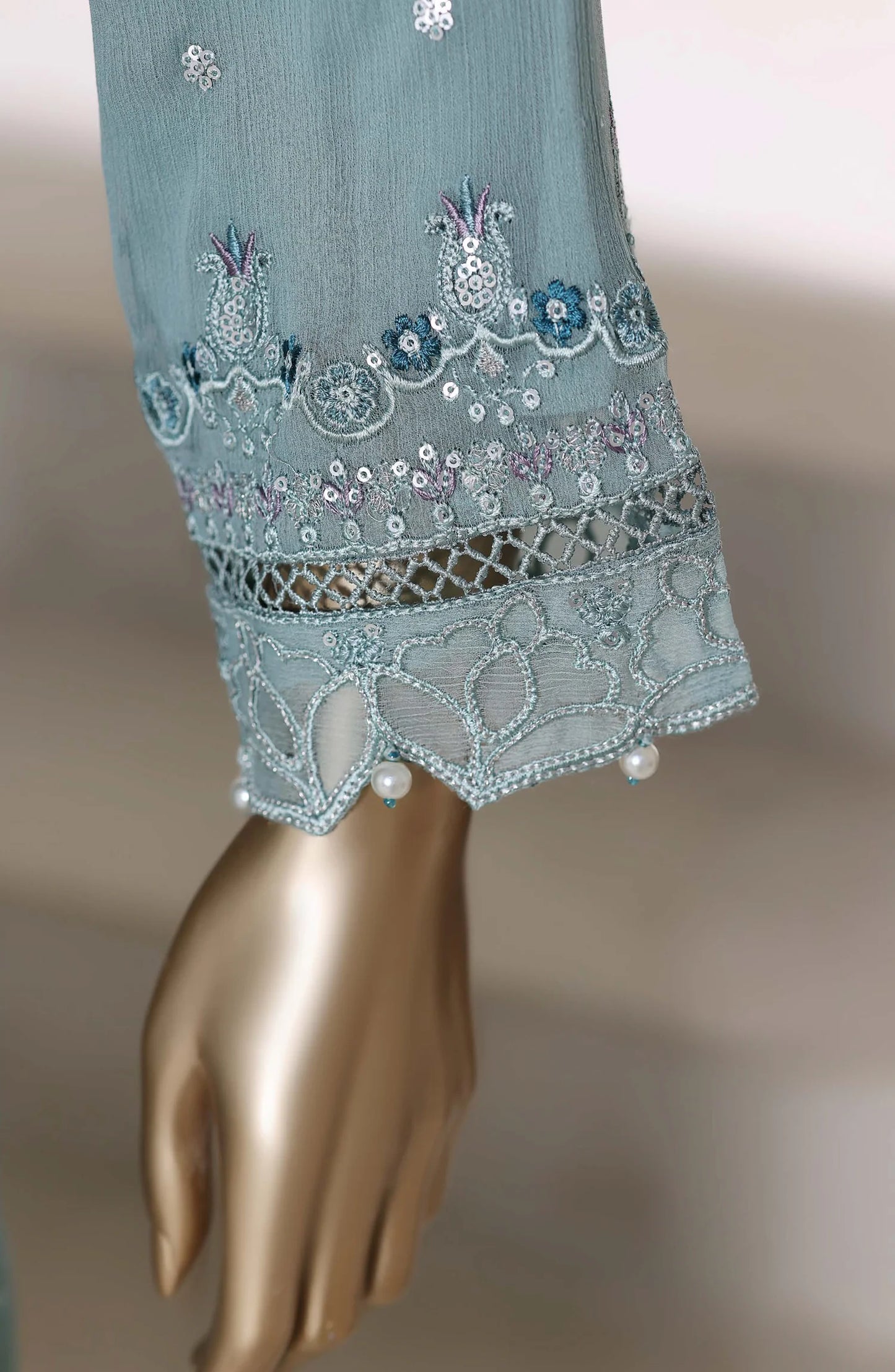 Afsanay by Sadabahar Embroidered Chiffon Stitched 3 Piece Suit (CF-9)