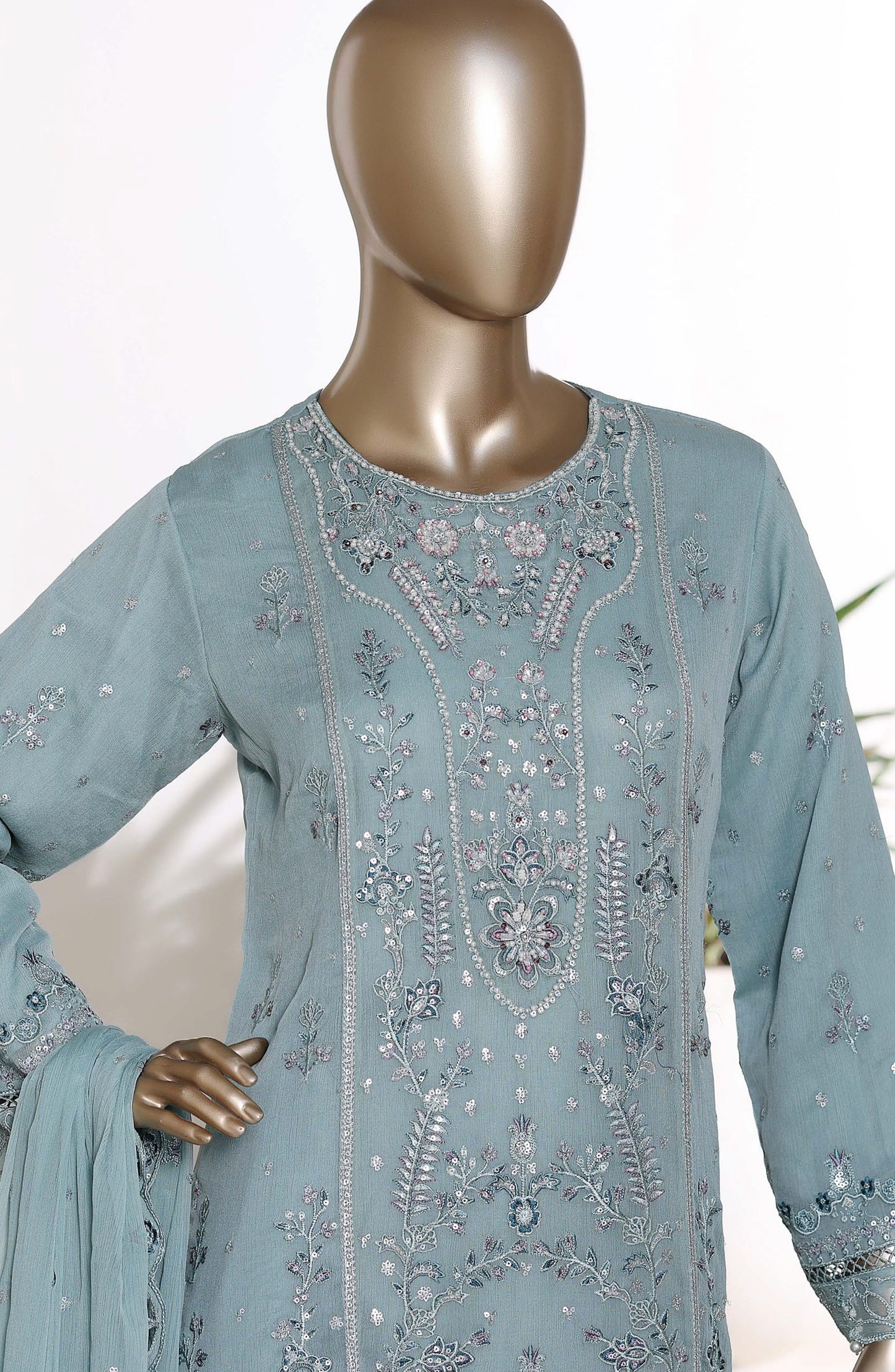 Afsanay by Sadabahar Embroidered Chiffon Stitched 3 Piece Suit (CF-9)