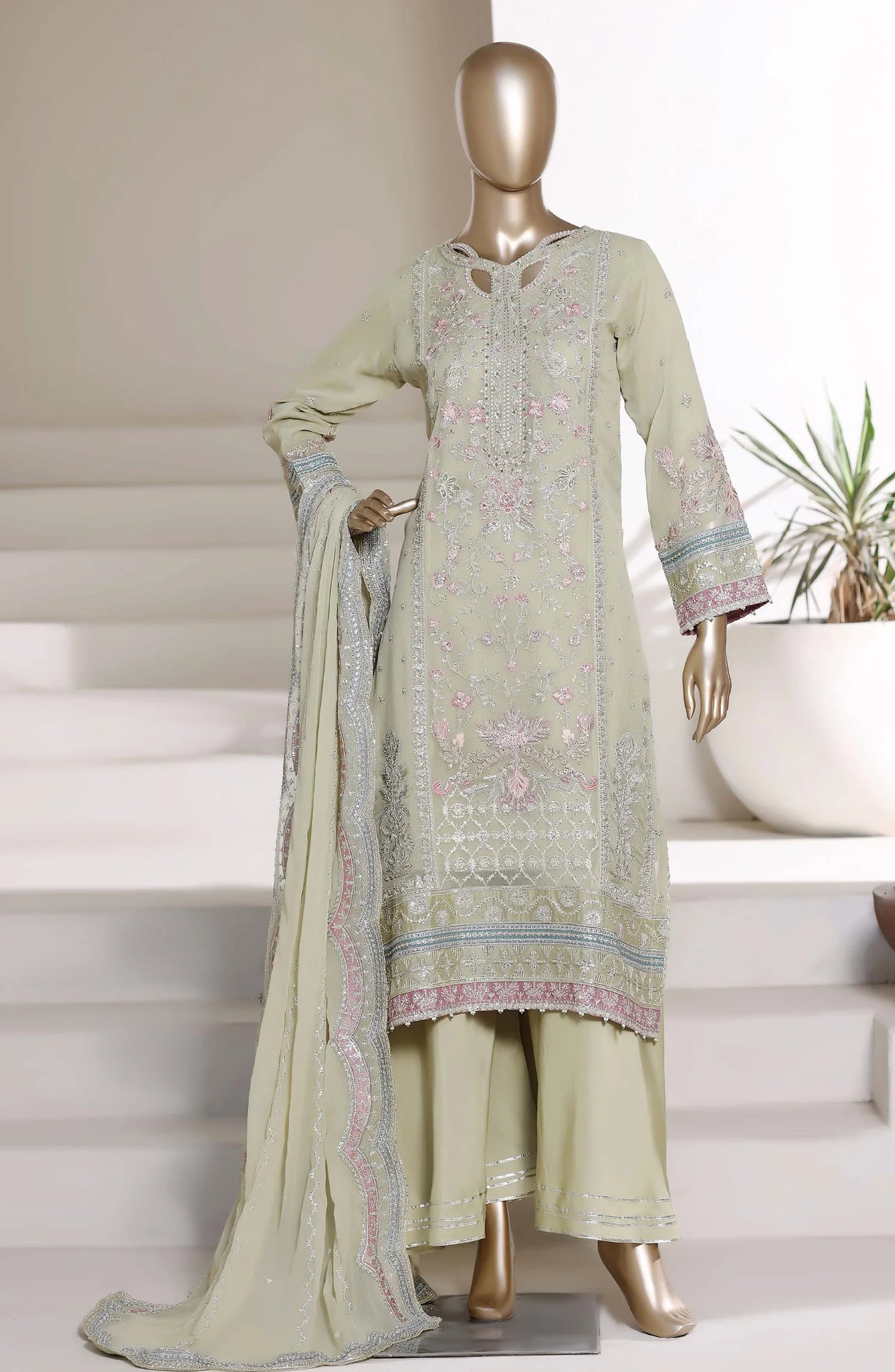Afsanay by Sadabahar Embroidered Chiffon Stitched 3 Piece Suit (CF-12)
