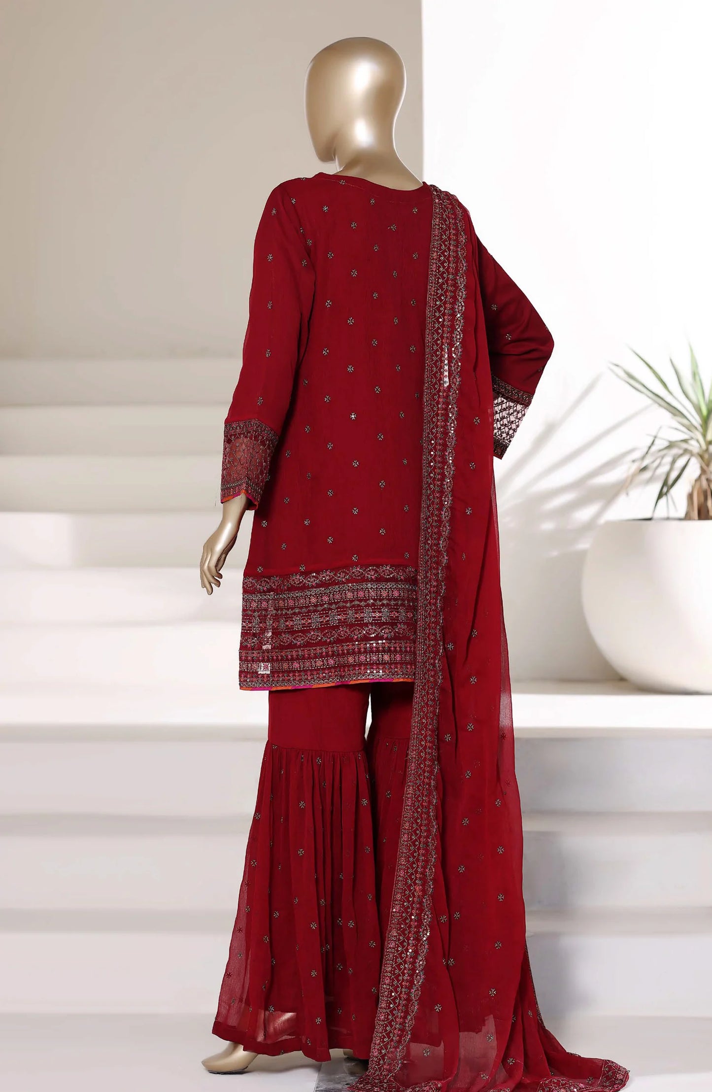 Afsanay by Sadabahar Embroidered Chiffon Stitched 3 Piece Suit (CR-33)