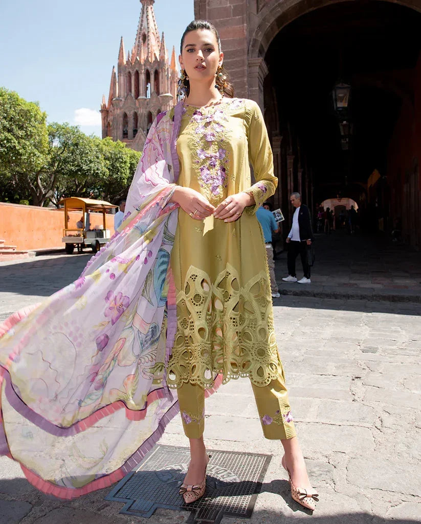 Hemline By Mushq - Embroidered Lawn 3 Piece stitched Suit (ARANZA)