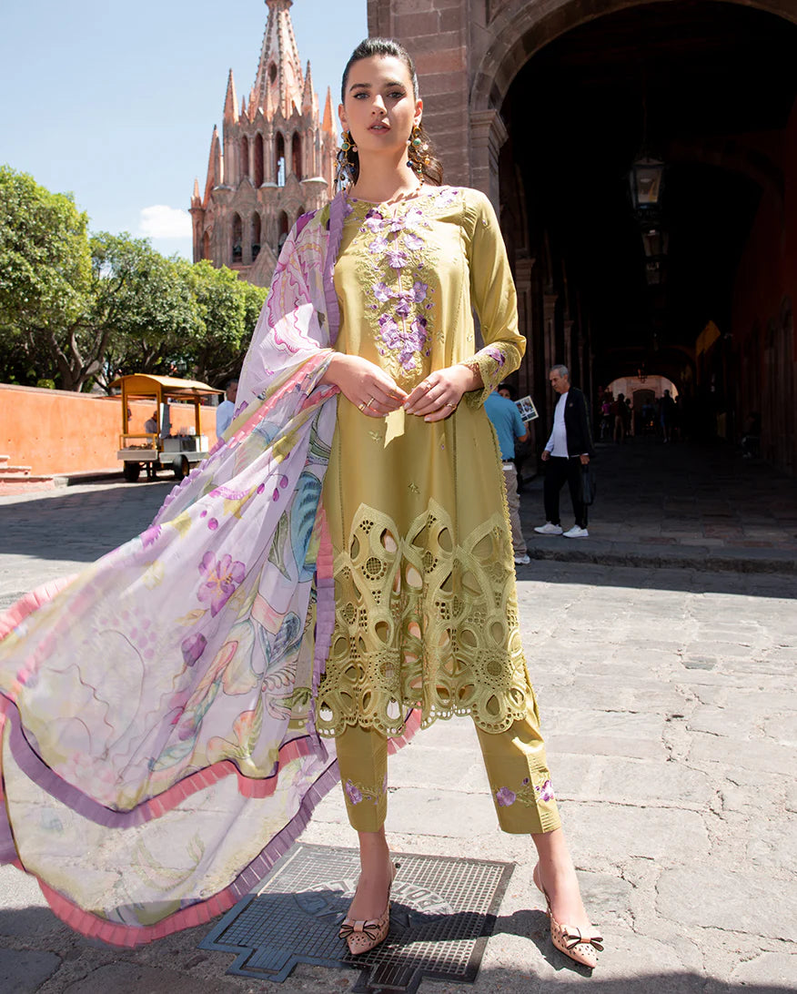 Hemline By Mushq - Embroidered Lawn 3 Piece Unstitched Suit (ARANZA)