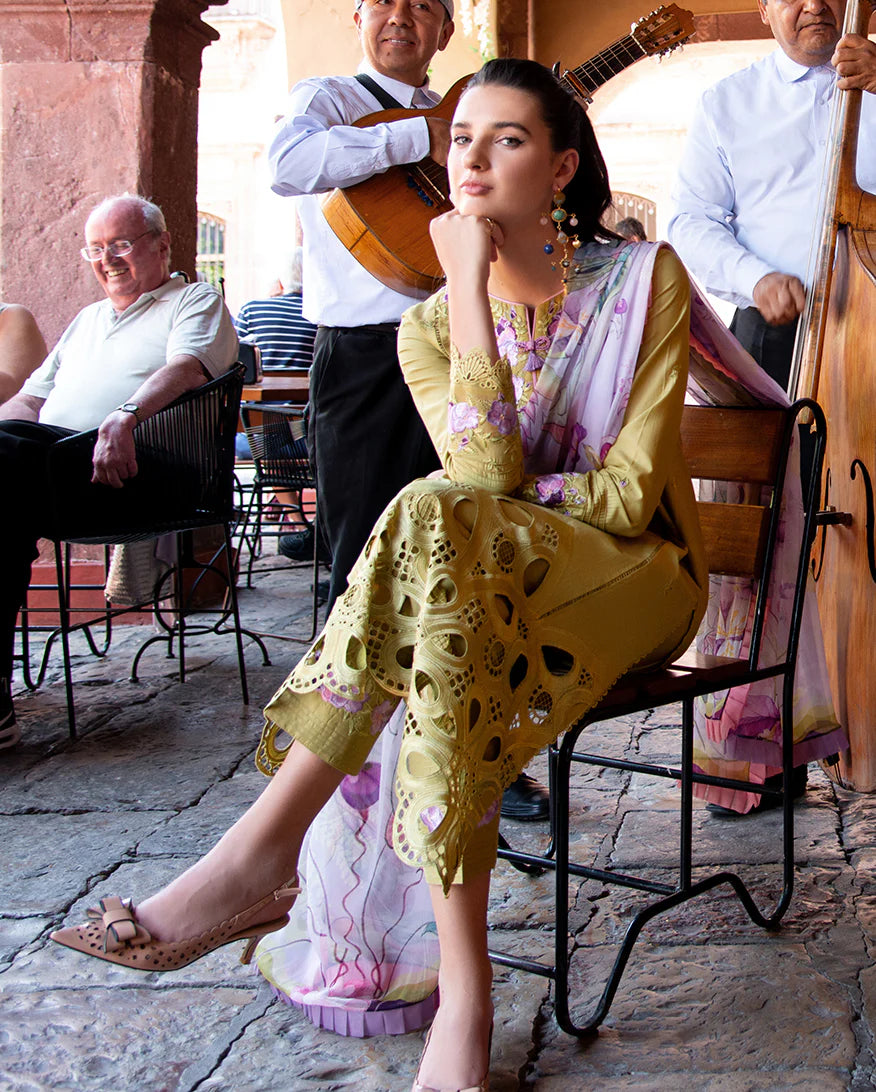 Hemline By Mushq - Embroidered Lawn 3 Piece Unstitched Suit (ARANZA)