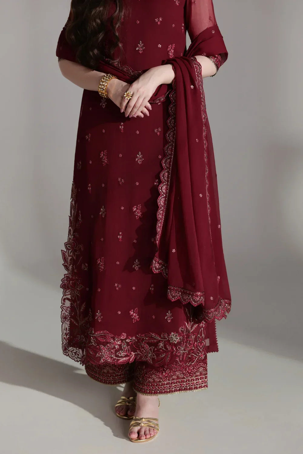 Azure Ensembles Festive Collection 2026 – 3 Piece Unstitched Embroidered Suit (Ruby Rogue)