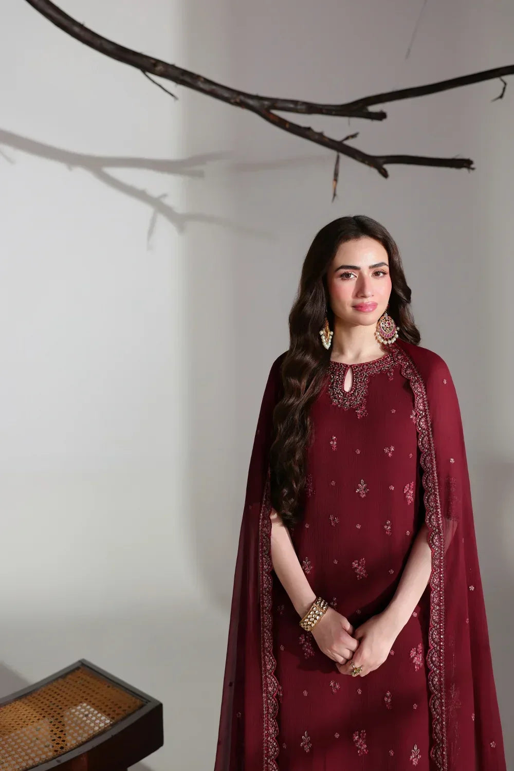 Azure Ensembles Festive Collection 2026 – 3 Piece Unstitched Embroidered Suit (Ruby Rogue)