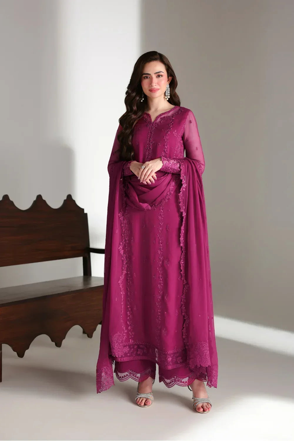 Azure Ensembles Festive Collection 2026 – 3 Piece Unstitched Embroidered Suit (Zinnia)
