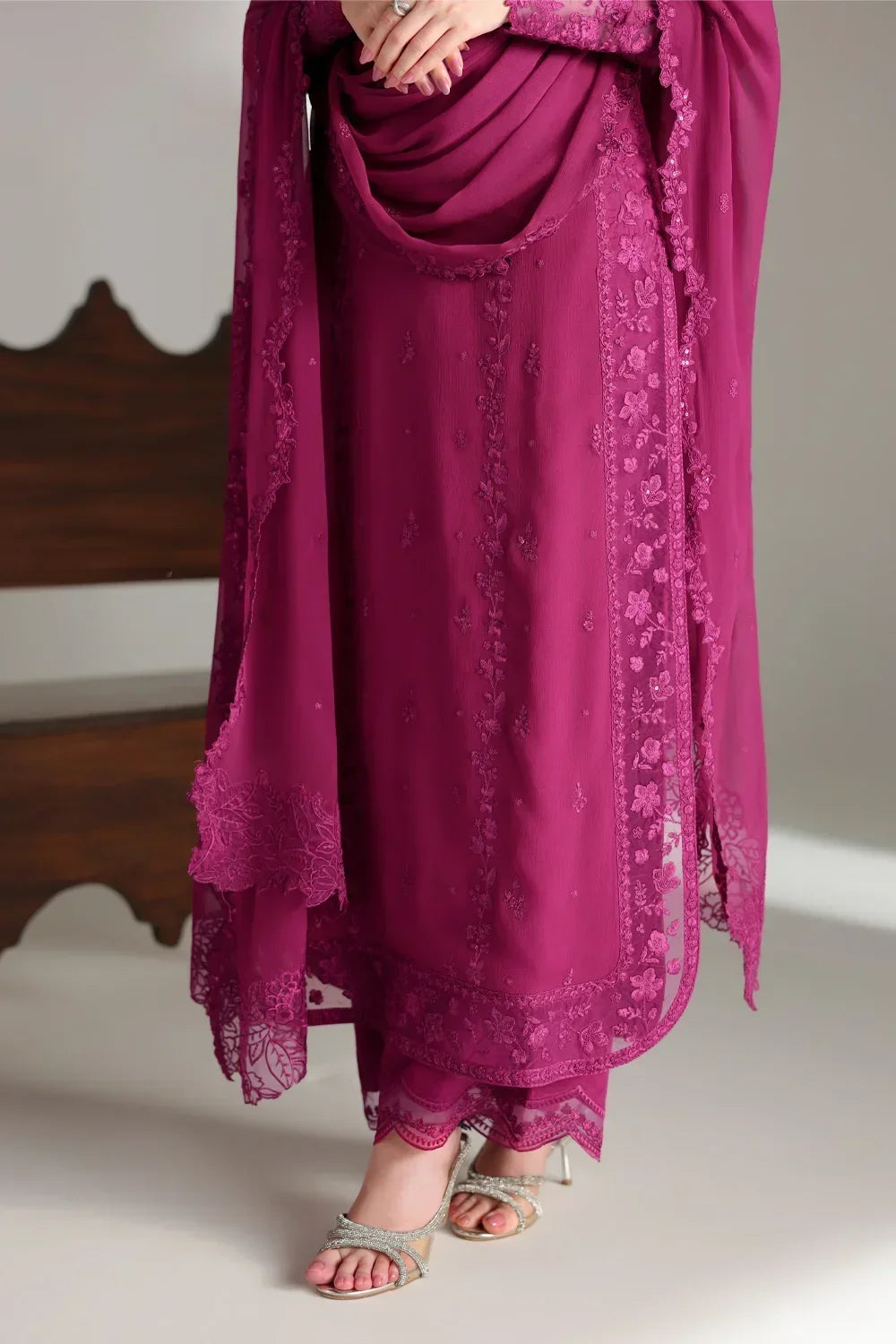 Azure Ensembles Festive Collection 2026 – 3 Piece Unstitched Embroidered Suit (Zinnia)