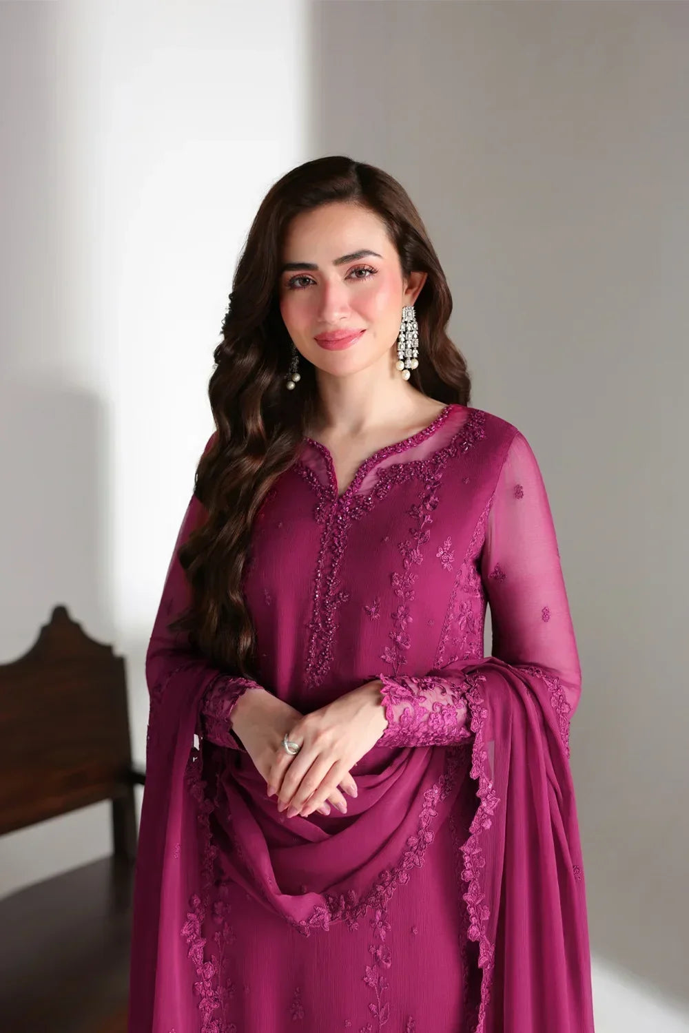 Azure Ensembles Festive Collection 2026 – 3 Piece Unstitched Embroidered Suit (Zinnia)