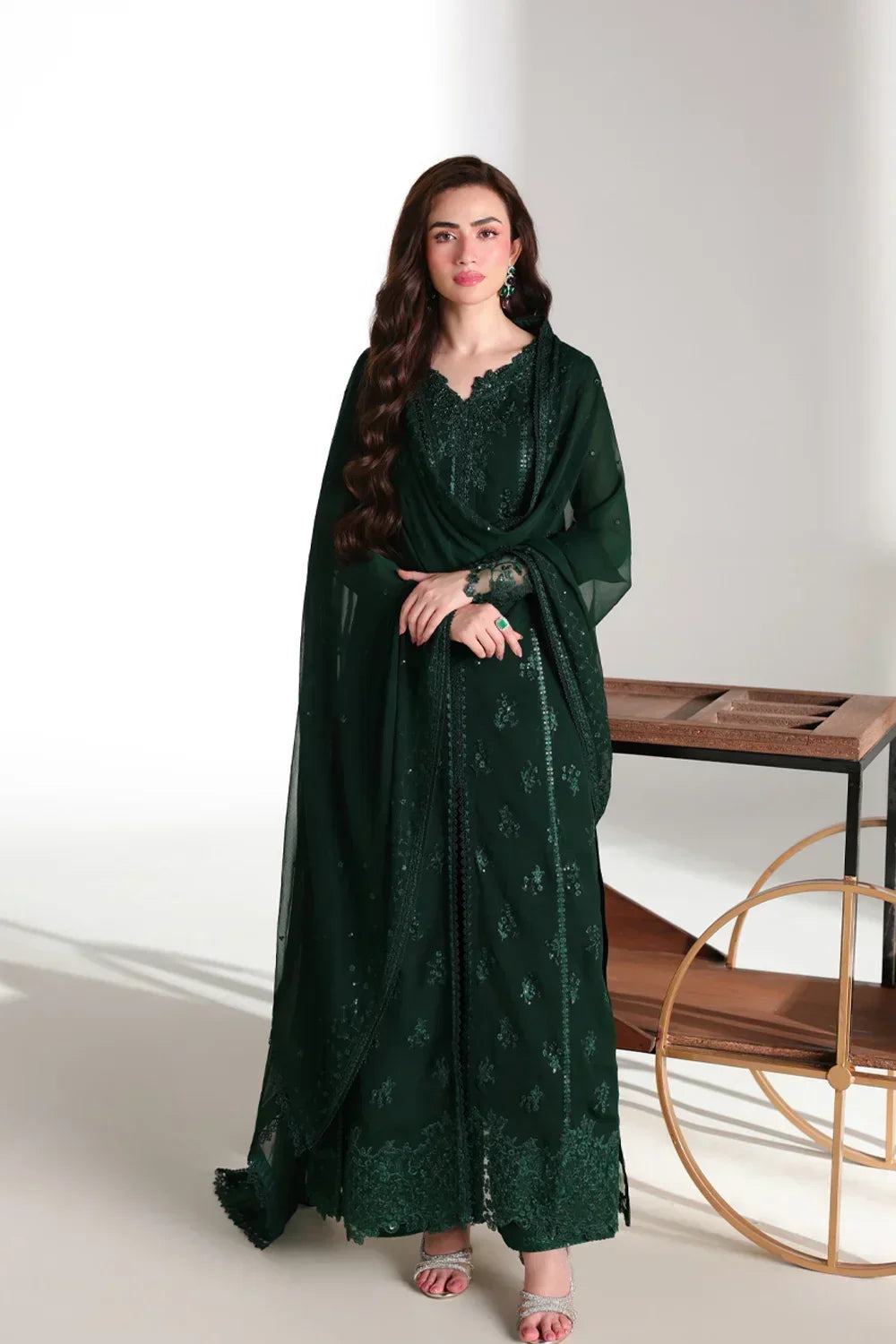 Azure Ensembles Festive Collection 2026 – 3 Piece Unstitched Embroidered Suit (Leena)
