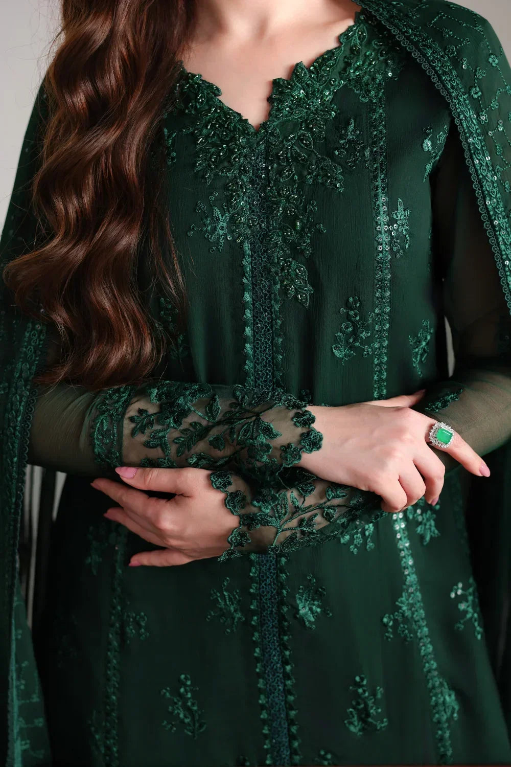 Azure Ensembles Festive Collection 2026 – 3 Piece Unstitched Embroidered Suit (Leena)