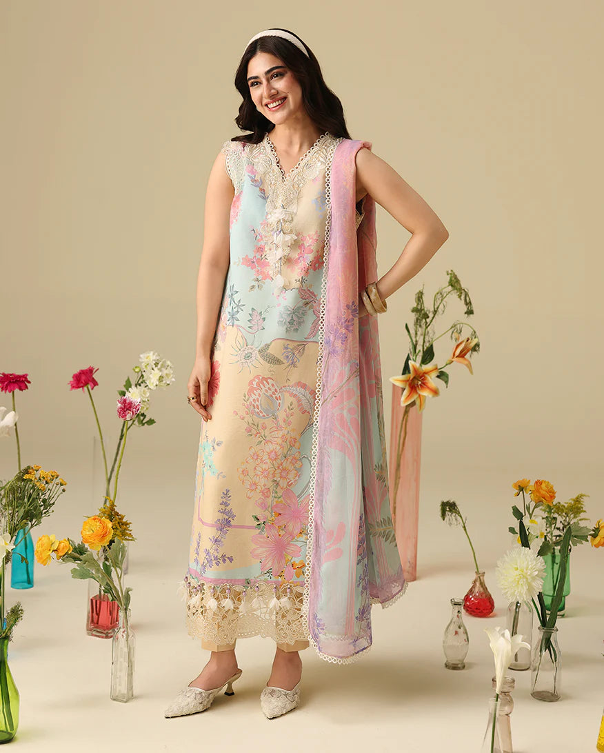 Mushq Soleil 3 Piece stitched Lawn Suit (Bellarosa)