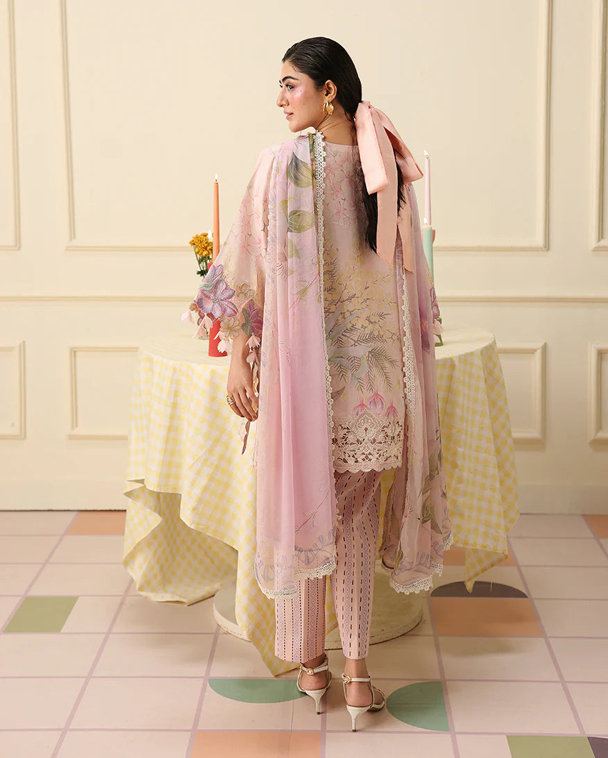 Mushq Soleil 3 Piece stitched Lawn Suit (Berry Creme)