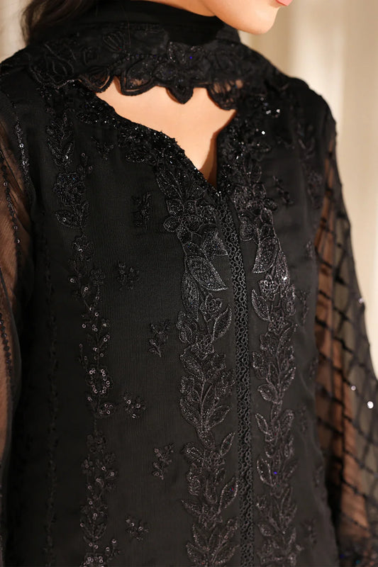 Azure Luxe Embroidered 3 Piece Unstitched Suit (Black Pearl)